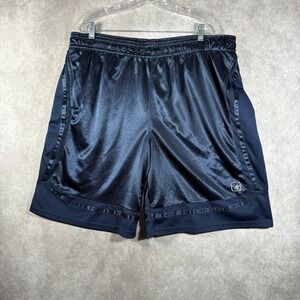 AND1 Basketball Shorts Mens Size 2XL Navy Blue Shiny Athletic Mesh Gym Active